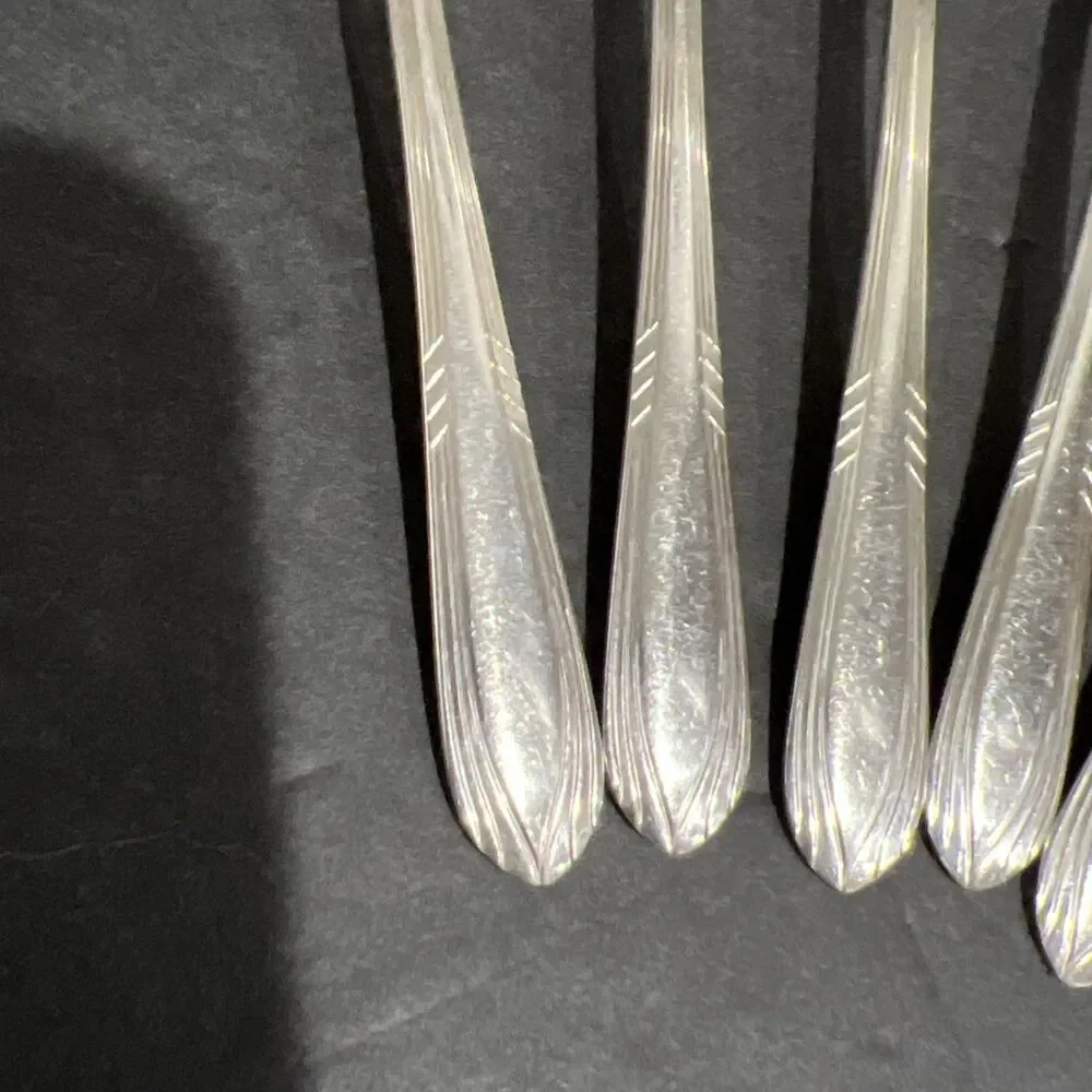 8 Salad Forks International Silver Wm Rogers FASCINATION 1936 Silverplate 6